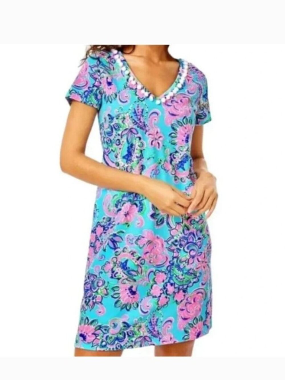 LILLY PULITZER Etta Dress in Blue Horizon Jungle Sunrise size medium - Picture 2 of 9